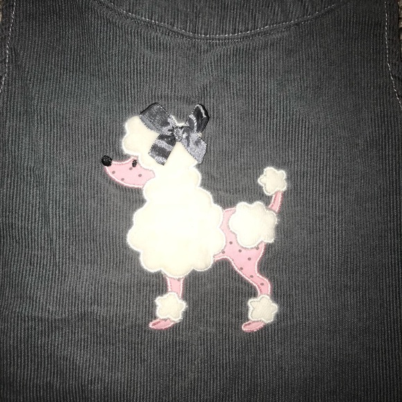 Grey corduroy pinafore poodle appliqué 5t EUC!🎀 - Picture 4 of 4